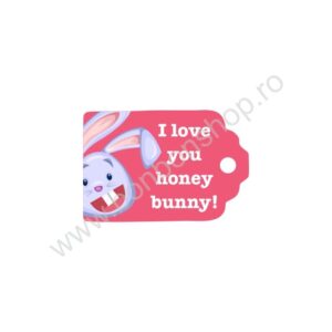 Etichetă \"I Love You Honey Bunny\" mica rosie