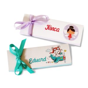 Ciocolată cu ambalaj personalizabil - spiridușă/ursuleț aviator (buc)