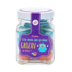 Borcan cu dulciuri „Pentru un nou an școlar grozav și dulce!” (buc)