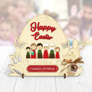 Decorațiune de Paște personalizabilă cu figurine - ”Happy Easter”