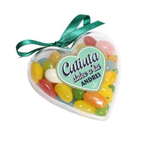 Inimă „Cutiuța dulce” - personalizabilă (etichetă turcoaz)