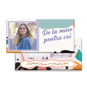 Ciocolată personalizată cu poză „De la mine pentru voi”