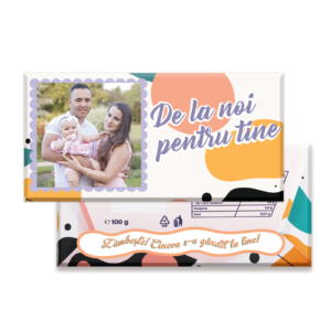 Ciocolată personalizată cu poză „De la noi pentru tine”