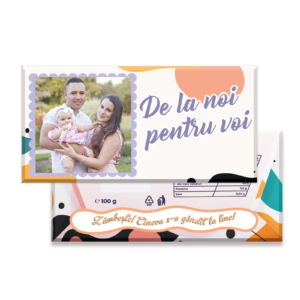 Ciocolată personalizată cu poză „De la noi pentru voi”