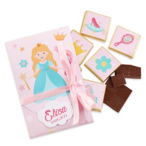 Cadou cu 6 mini pătrățele de ciocolată „Princess” – personalizabil