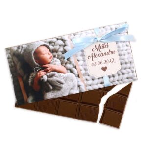 Mărturie ciocolată cu poză pentru băiețel – 100g (buc)