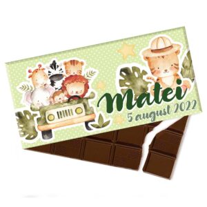Mărturie tabletă de ciocolată „Jungle” 100g
