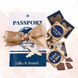 Mărturie „Passport” cu 6 mini ciocolățele