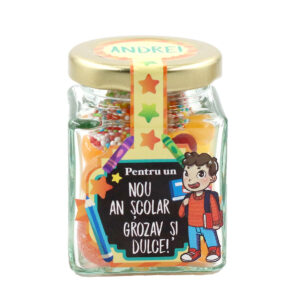 Borcan „Pentru un nou an școlar grozav și dulce!” personalizabil - pentru băieței