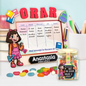 Cadou Orar „Decorațiune si borcan personalizate pentru fetiță”