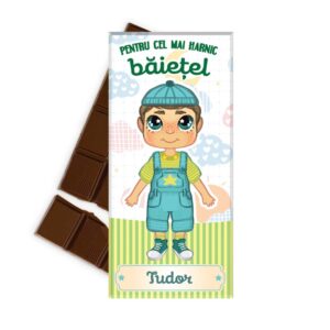 Tabletă de ciocolată personalizată „Pentru cel mai harnic băiețel”